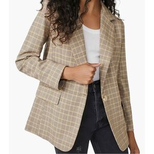 Free People Crosby Tan and Yellow Plaid Blazer